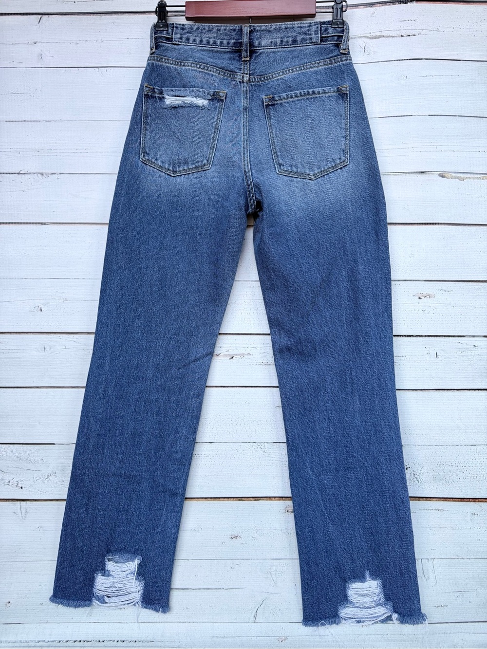 KanCan Signature 90's Straight Distressed High Rise Raw Hem Jeans Size 25 #6 - Picture 7 of 11
